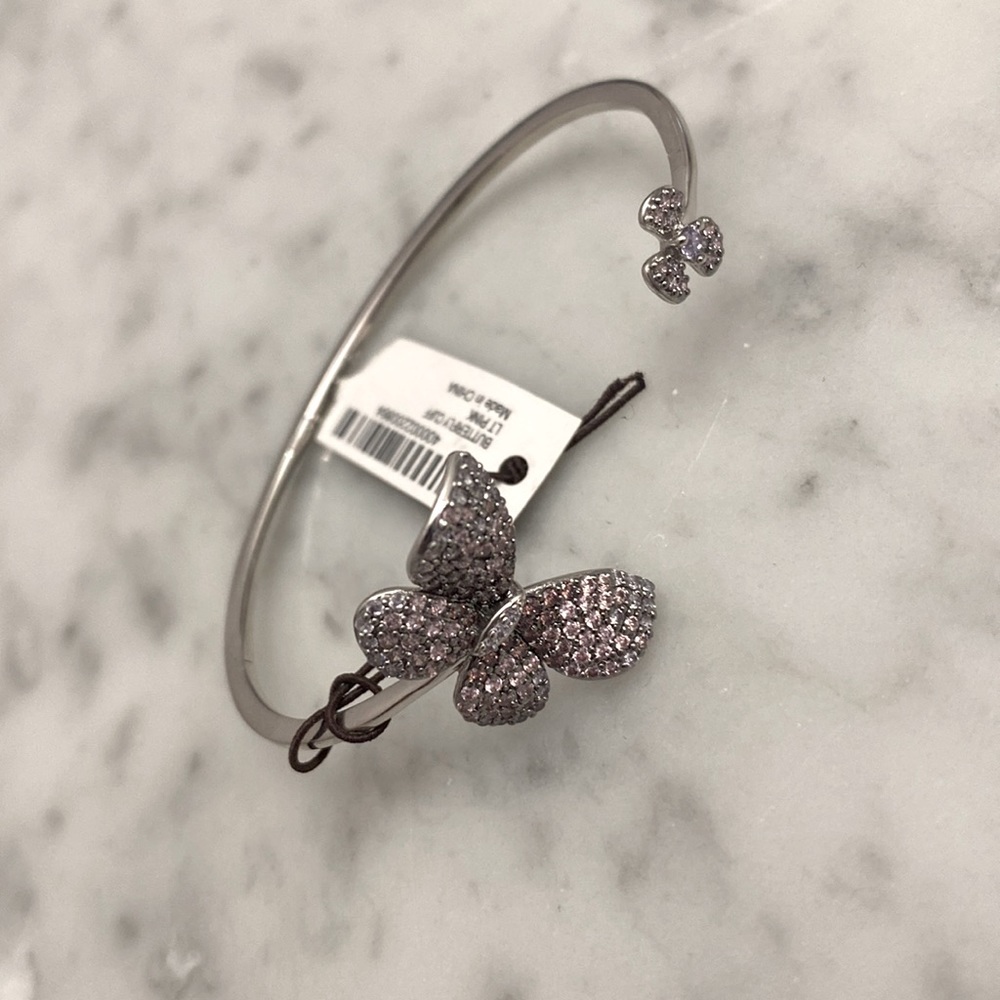 Henri bendel silver butterfly pink diamond bracelet